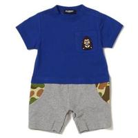 【50%OFF】ファニーゴリラ刺しゅう入りコーデ風カモフラージュ柄ポケットロンパース