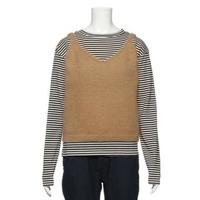 【50%OFF】ボーダーTシャツ&シャギーキャミソールセット