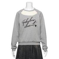 【50%OFF】胸レースロゴ刺しゅうトレーナー