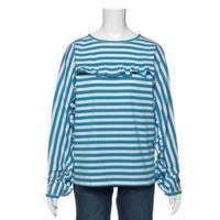 【50%OFF】切り替えフリルボーダーTシャツ