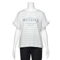 【50%OFF】袖フリルつきボーダーTシャツ