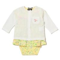 【50%OFF】鳥刺しゅうポケットカーディガン×花柄ロンパースセット