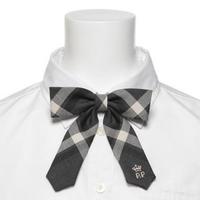 ロゴ刺しゅう入りチェック柄リボンタイ