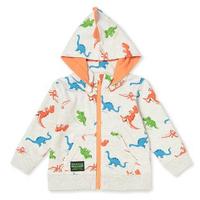 恐竜総柄フード着脱式ミニ裏毛パーカー