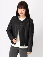 ノーカラーダブルライダースジャケット