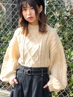 WEGO/ロービングハイネックケーブルニット