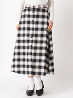 WEGO/チェック前ボタンミドルスカート