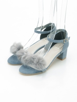 2WAYポンポンファーサンダル/BLUE