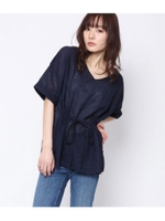 【AULI】 2way刺繍ブラウス/ネイビー(018)