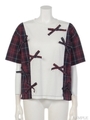 CHECK RIBBON TRIMMED TOPS/OFF WHITE×NV CHECK