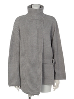 CONTRAST BELT SHAPE KNIT/GRY