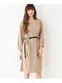 Dカンバイカラーベルト付きワンピース/ベージュ(052)