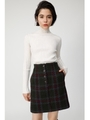 FRONT BUTTON CHECK ミニスカート/柄KHA5