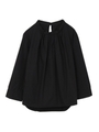 HIGH NECK SIDE RIBBON TOP/ブラック