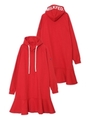 HOODED LOGO DRESS/レッド
