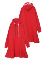 HOODED LOGO DRESS/レッド