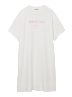 LINE HEART WIDE RIB DRESS FOR EC/ホワイト