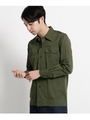 ORIAN（オリアン）ミリタリージャケット風シャツ/モスグリーン(124)