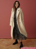 PJ/蓄熱保温ベルテッドテディロングコート/ライトベージュ