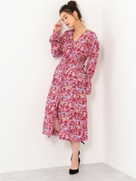 SMF HW PE 小花Wギャザー ワンピース / 花柄 / フラワー/PINK