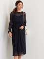 SMFP ドットフロッキー チュールワンピース  / 二次会 ワンピース / 結婚式 ワンピース/NAVY