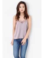 SサテンレースキャミTOP/L/BROWN