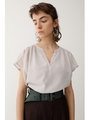 V NECK CHIFFON トップス/L/GRY1