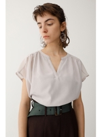 V NECK CHIFFON トップス/L/GRY1