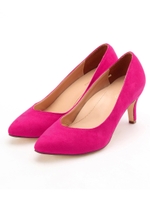 Vカットフェイクスウェードパンプス/ラズベリーピンク(073)