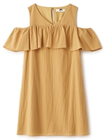 Vネックオフショルワンピ/マスタード