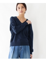 Vネックコクーンシルエットニット/ブルー系(094)