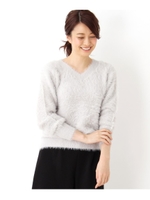 Vネックフェザーニット/ライトグレー(011)