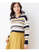 Vボーダープルオーバー/マスタード(333)