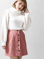 WEGO/ピーチフロントボタンミニスカート