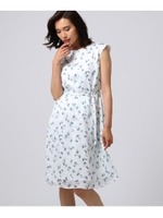 [L]【洗える】プチフラワープリントワンピース/パープル(183)