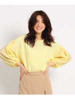 [S]ボリュームスリーブニット/レモンイエロー(031)