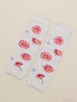 [ベビー]ガーベラ柄ジャカード柄レッグウォーマー/ピンク