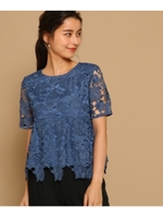 moi non plus（モア・ノン・プリュ）ローズレースブラウス/ブルー(092)