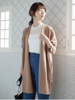 ・カット長袖カーデ/ベージュ