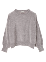 ・クルーネックモールニットプルオーバー/ライトグレー