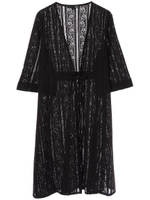 ・ストライプレースカーディガン/ブラック