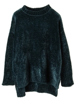 ・ベロアモールニットチュニック/ブルーグリーン