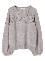 ・ポップコーンモールニットプルオーバー/ライトグレー