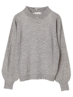 ・袖ケーブルニットプルオーバー/杢グレー