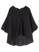 ・袖レースチュニック/ブラック