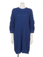 ・超特急カイニットフリンジワンピース/Blue