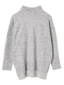 ・脇スリットハイネックプルオーバー/杢グレー