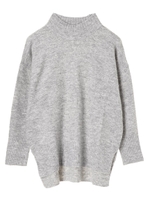 ・脇スリットハイネックプルオーバー/杢グレー