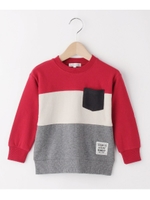 【160cmまで】ガーゼ裏毛カラーブロックトレーナー/レッド(562)