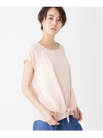 【2点セット】シアーチェックストライプブラウス+キャミソール/ピンク系(370)